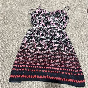 American Eagle Black and Pink Patterned Dress